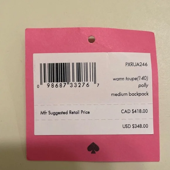 Kate Spade Polly Medium Backpack Warm Taupe - Picture 11 of 12